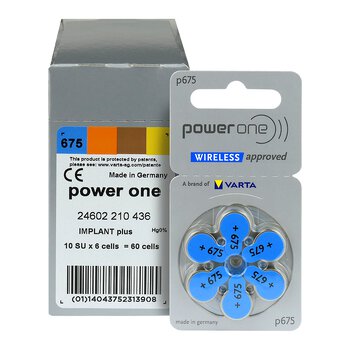 120 x Power One Varta 675 hearing aid batteries