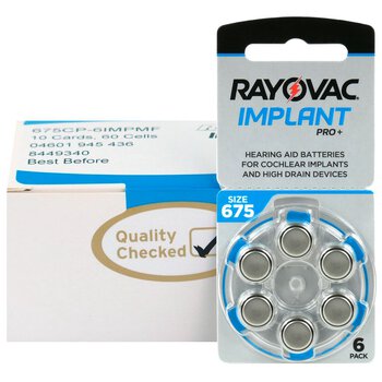 120 x baterie do aparatów słuchowych Rayovac 675 IMPLANT PRO+