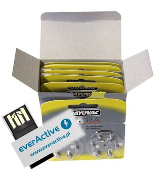 120 x baterie do aparatów słuchowych Rayovac Extra Advanced 10 + pendrive 8GB