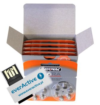 120 x baterie do aparatów słuchowych Rayovac Extra Advanced 13 + pendrive 8GB