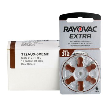 120 x Rayovac Extra 312 hearing aid batteries