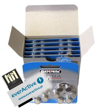 120 x baterie do aparatów słuchowych Rayovac Extra Advanced 675 + pendrive 8GB
