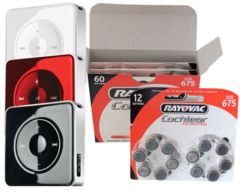120 x Rayovac 675 Cochlear + MP3 Yarvik Minia 2GB