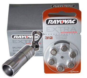 120 x Rayovac Extra Advanced 312 + latarka MacTronic NU-LIGHT