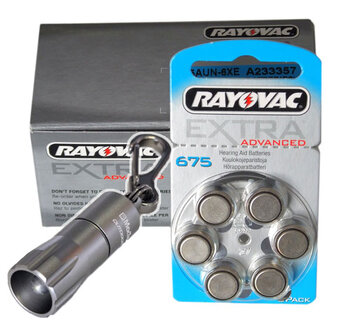 120 x Rayovac Extra Advanced 675 + latarka MacTronic NU-LIGHT