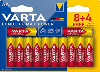 12 x Varta Longlife Max Power 4706 AA / LR6 batteries (Max Tech)