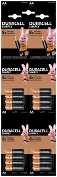 16 x Duracell 4x4 LR6 AA HDBC alkaline battery (blister)