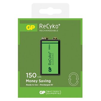 1 6F22/9V GP ReCyko+ 150 Series 150mAh rechargeable