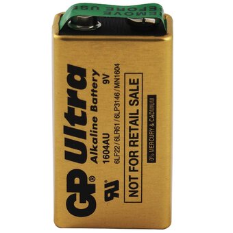 1 x GP Ultra Alkaline Industrial 6LR61/9V (OEM) Battery