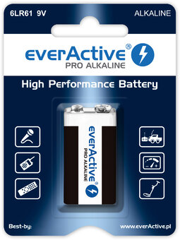 1 x everActive Pro 6LR61/6LF22 9V alkaline battery (blister)