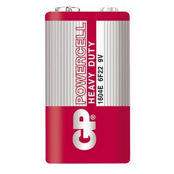 1 x GP PowerCell 6f22 / 9V Zinc Carbon Battery (Tray)