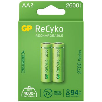 2 x rechargeable batteries AA / R6 GP ReCyko 2700 Series Ni-MH 2600mAh