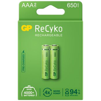 2 x rechargeable batteries AAA / R03 GP ReCyko 650 Series Ni-MH 650mAh