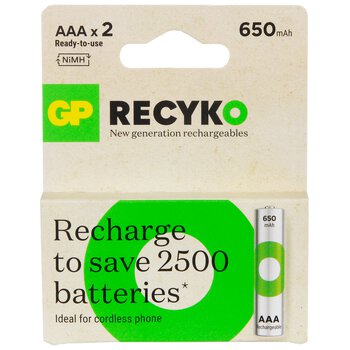 2 x akumulatorki AAA / R03 Ni-MH GP ReCyko 650mAh