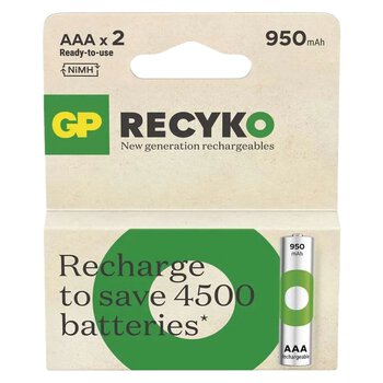 2 x rechargeable batteries AAA / R03 Ni-MH GP ReCyko 950mAh