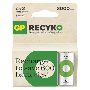 2 x rechargeable batteries C / R14 Ni-MH GP ReCyko 3000 mAh