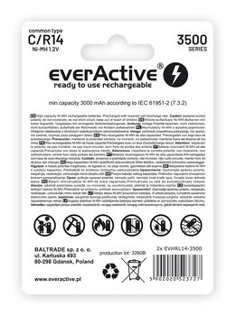 2 x akumulatorki everActive R14/C Ni-MH 3500 mAh ready to use