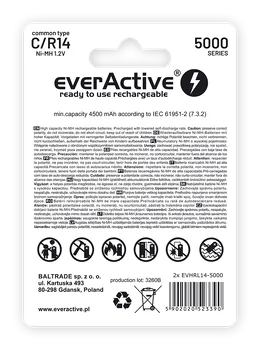 2x everActive R14/C Ni-MH 5000 mAh ready to use
