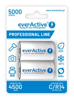 2 x akumulatorki everActive R14/C Ni-MH 5000 mAh ready to use