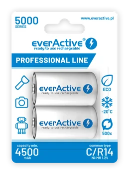 2x everActive R14/C Ni-MH 5000 mAh ready to use