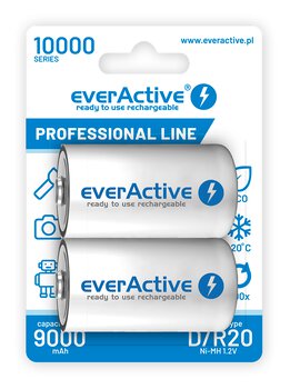 2 x akumulatorki everActive R20/D Ni-MH 10000 mAh ready to use