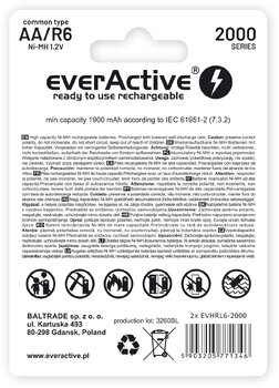 2 x battery everActive R6/AA Ni-MH 2000 mAh ready to use