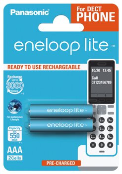 2 x Panasonic Eneloop Lite R03 AAA 550mAh BK-4LCCE/2BE (blister)