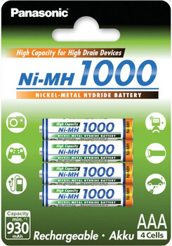 4 x Panasonic R03 AAA Ni-MH 1000mAh rechargeable batteries (blister)