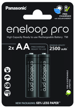 Akumulatorki R6 / AA Panasonic Eneloop PRO NEW Ni-MH 2500mAh BK-3HCDE/2BE (blister) - 2 sztuki