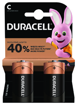 2 x Duracell LR14 C alkaline battery (blister)