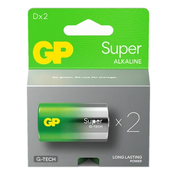 2 x GP Super Alkaline G-TECH LR20/D alkaline battery