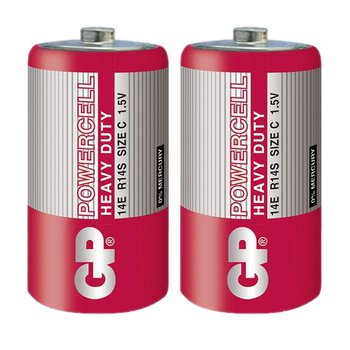 2 x GP PowerCell R14 C Zinc Carbon Battery (Tray)