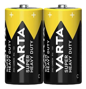 2 x R14/C Varta Superlife / Super Heavy Duty zinc carbon battery (foil)