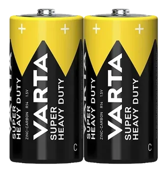 2 x R14/C Varta Superlife / Super Heavy Duty zinc carbon battery (foil)