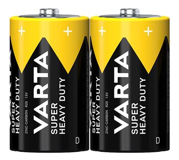 2 x R20 D Varta Superlife / Super Heavy Duty Zinc-Carbon Battery (foil)