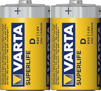 2 x Varta Superlife R20 D zinc carbon battery (foil)