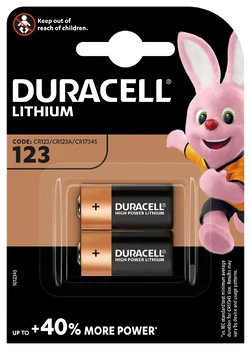 2 x Duracell CR123 photo Lithium battery