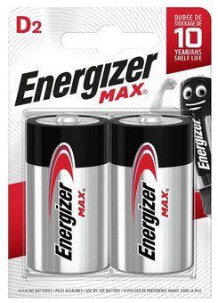 2 x Energizer MAX LR20/D alkaline battery (blister)