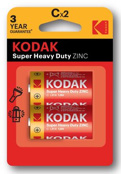 2 x KODAK EXTRA HEAVY DUTY zinc carbon battery (blister)