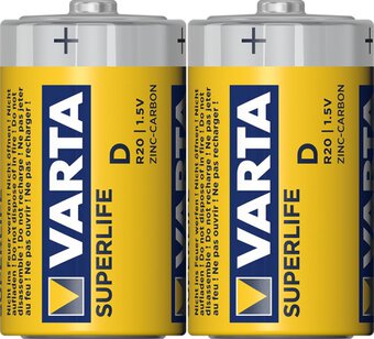 2 x Varta Superlife R20 D zinc carbon battery (foil)