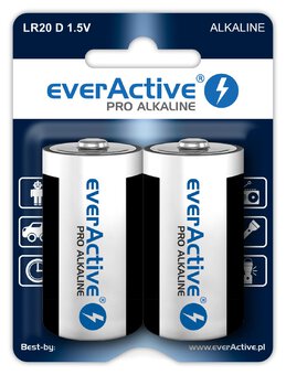 2 x everActive Pro LR20/D alkaline batteries (blister)
