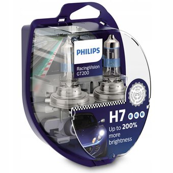 2 x H7 Philips Racing Vision GT car bulbs +200%