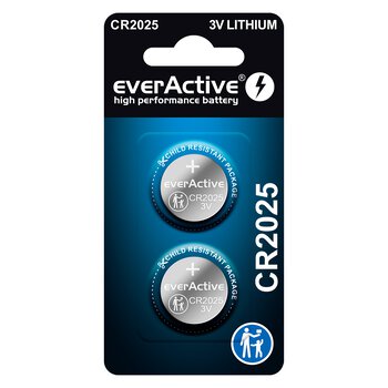2x everActive CR2025 mini lithium battery