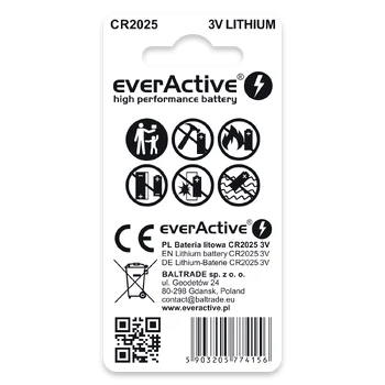 2x everActive CR2025 mini lithium battery