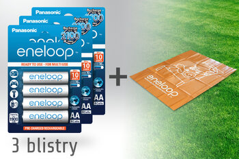 3  blistry (12 akumulatorków) Panasonic Eneloop R6 AA 2000mAh BK-3MCCE/4BE  - pakowane 4 szt. / blister + mata eneloop