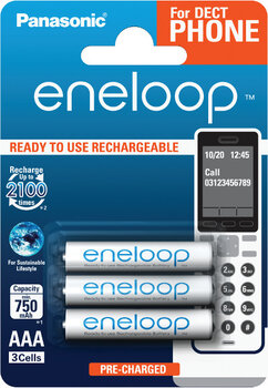 3 x Panasonic Eneloop R03 AAA 800mAh for DECT BK-4MCCE/3DE (blister)