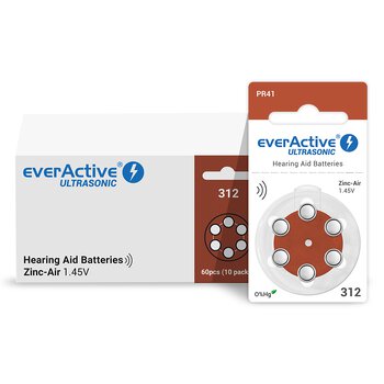 30 x everActive ULTRASONIC 312 hearing aid batteries