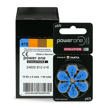 30 x Power One Evolution Varta 675 hearing aid batteries