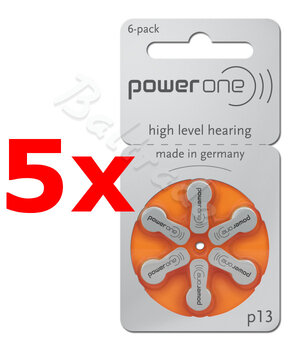 30 x baterie do aparatów słuchowych Power One Varta 13