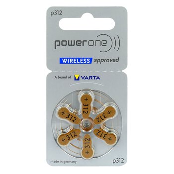 30 x Power One Varta 312 hearing aid batteries